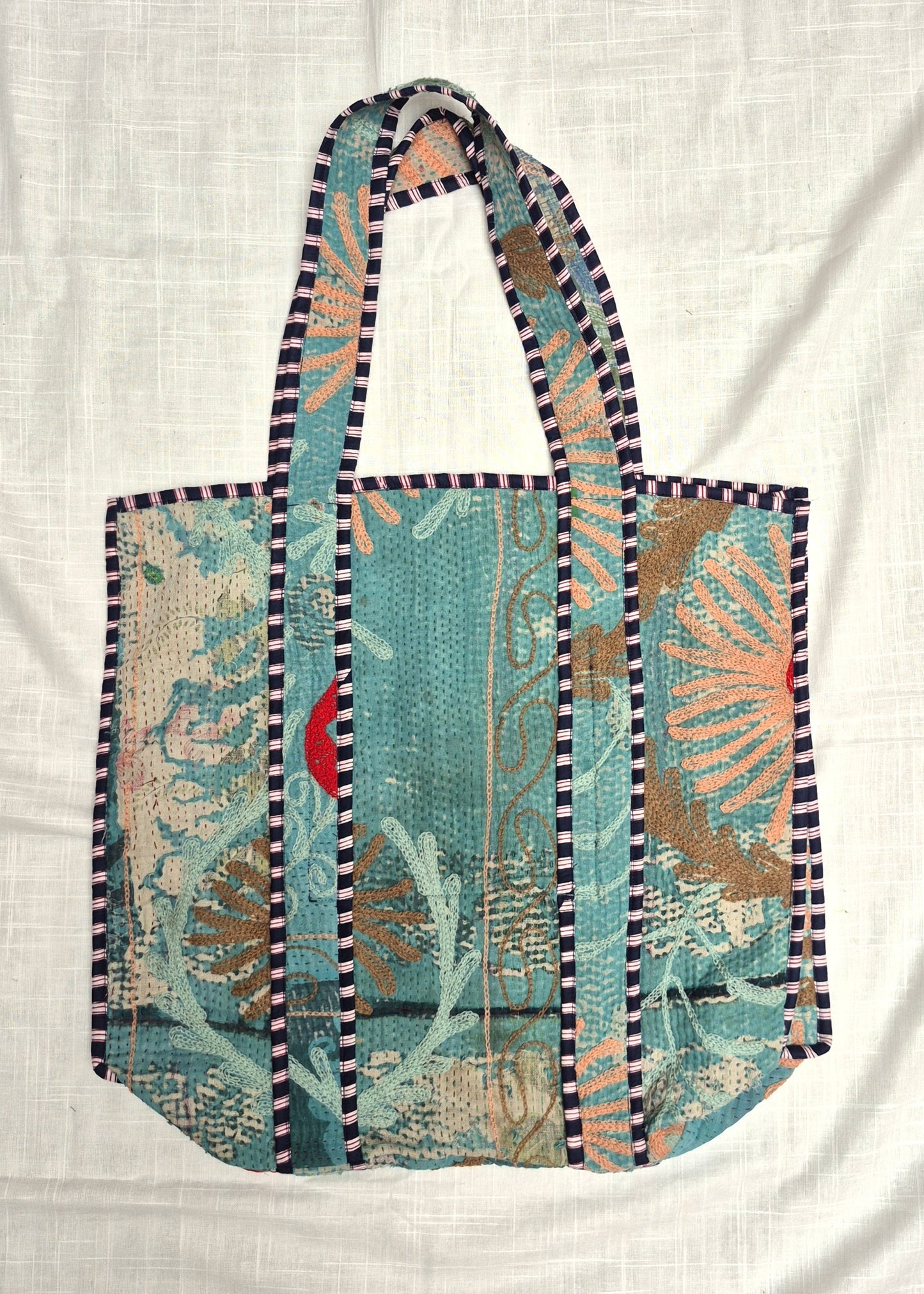 Vintage kantha tote bag met suzani borduursel # 8