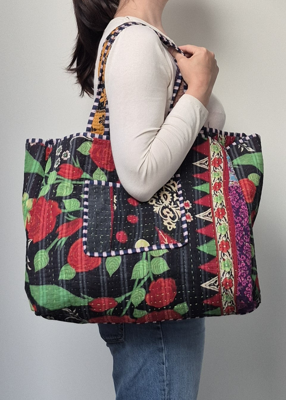 Vintage kantha tote bag # 17