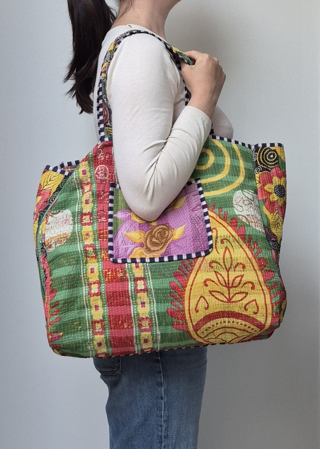 Vintage kantha tote bag # 24