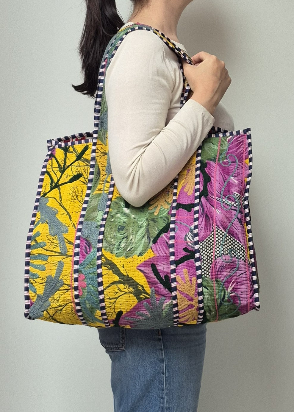 Vintage kantha tote bag met suzani borduursel # 10