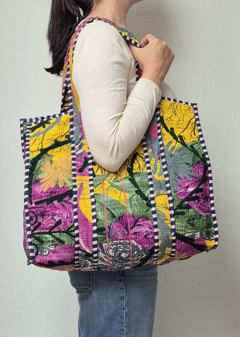 Vintage kantha tote bag met suzani borduursel # 10