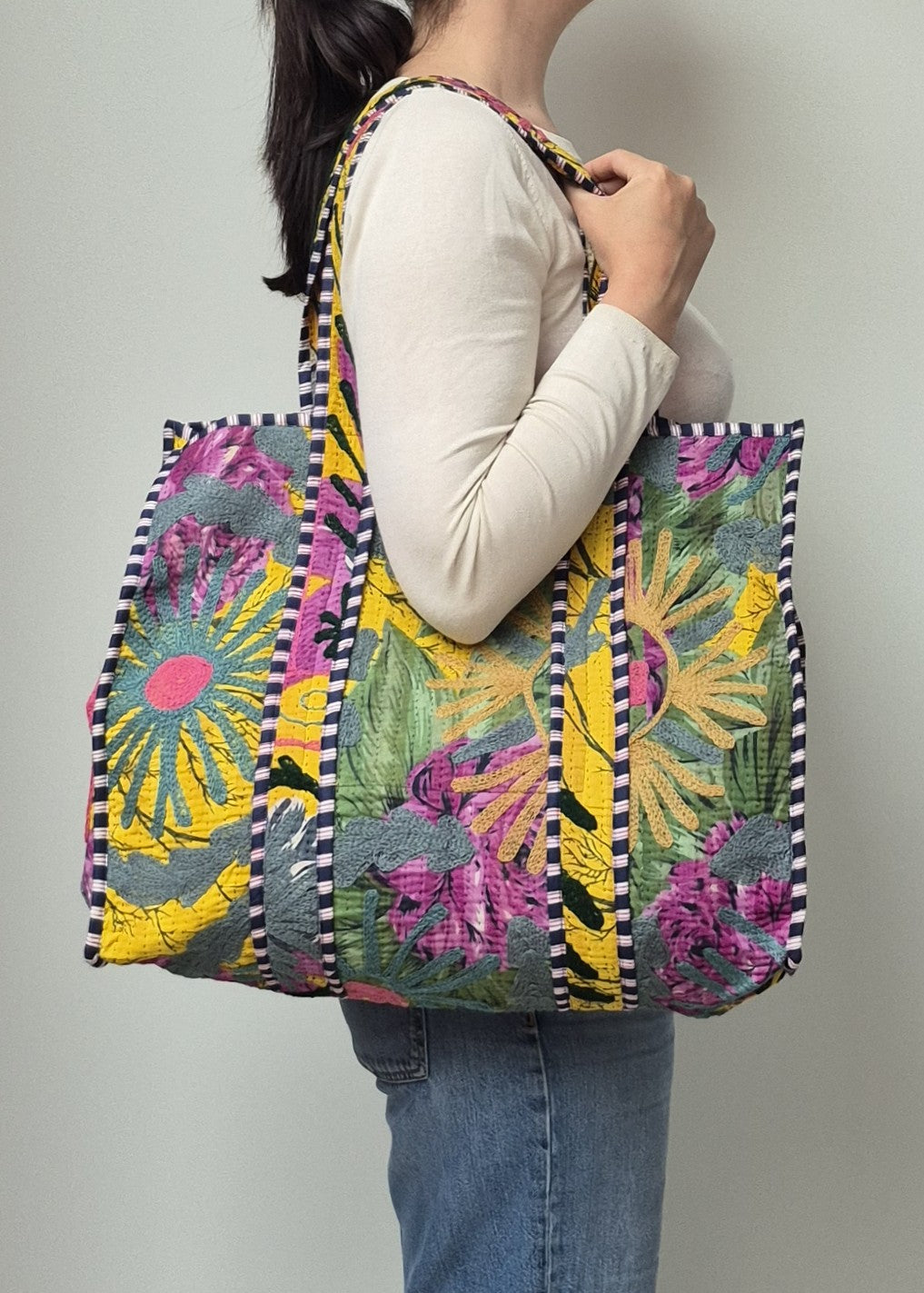 Vintage kantha tote bag met suzani borduursel # 11