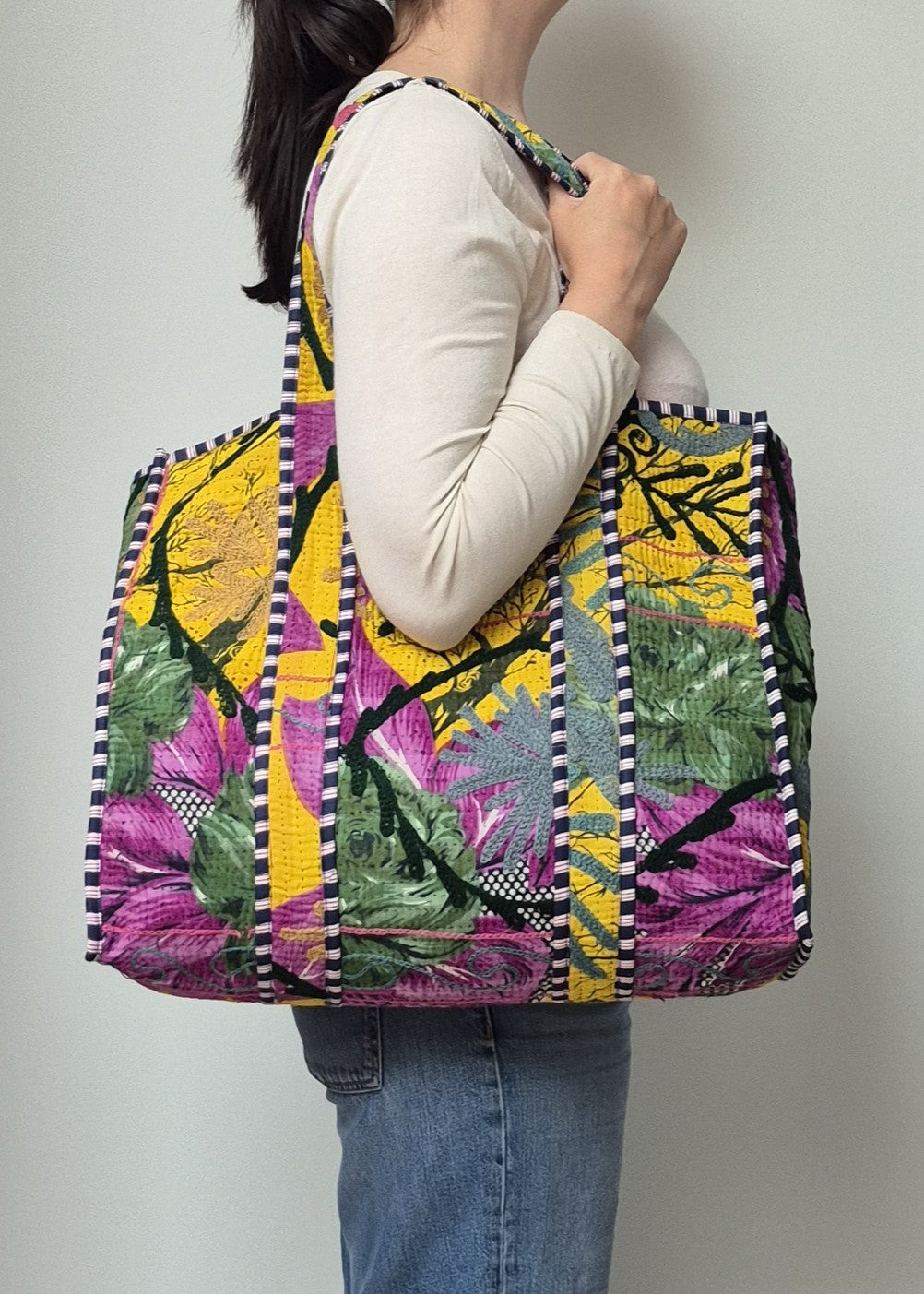 Vintage kantha tote bag met suzani borduursel # 12