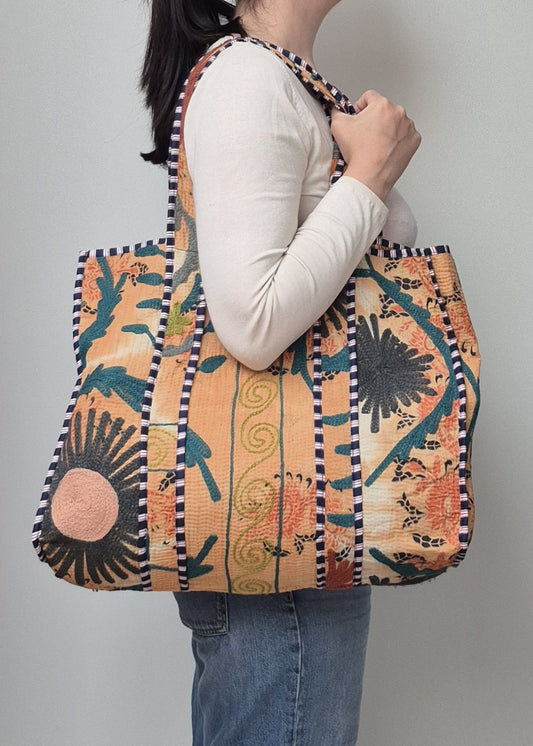 Vintage kantha tote bag met suzani borduursel # 14