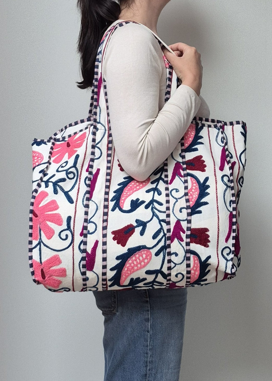 Suzani tote bag - Raspberry