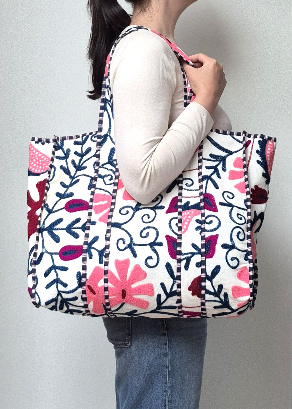 Suzani tote bag - Raspberry