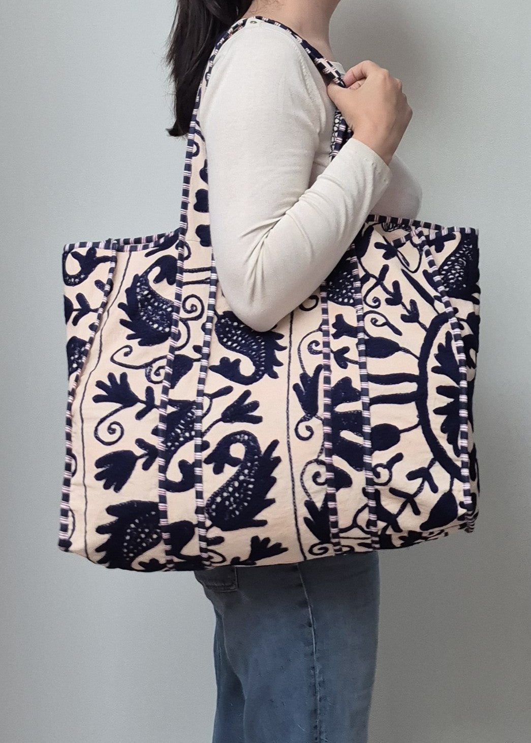 Suzani tote bag - Navy Blue