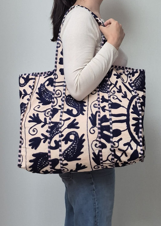 Suzani tote bag - Navy Blue