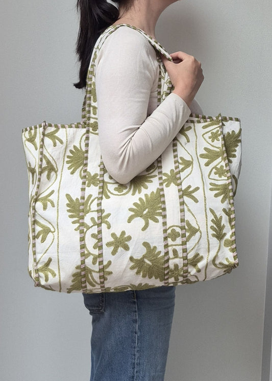 Suzani tote bag - Lime Green