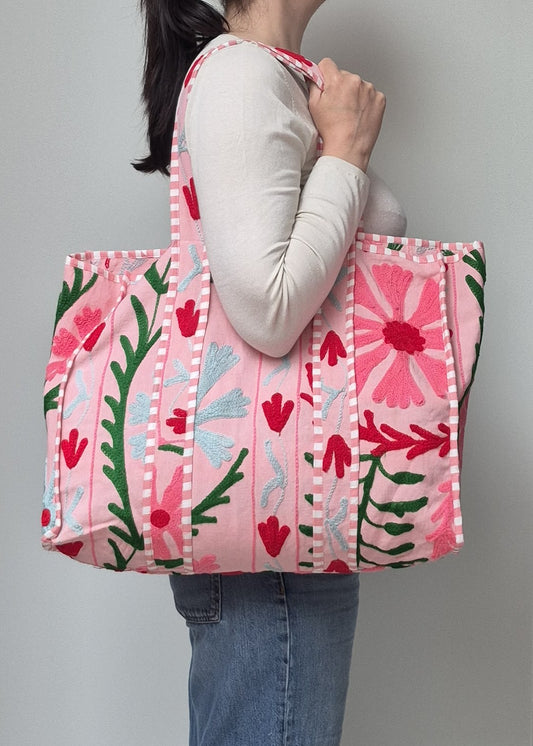 Suzani tote bag - Rose Mist
