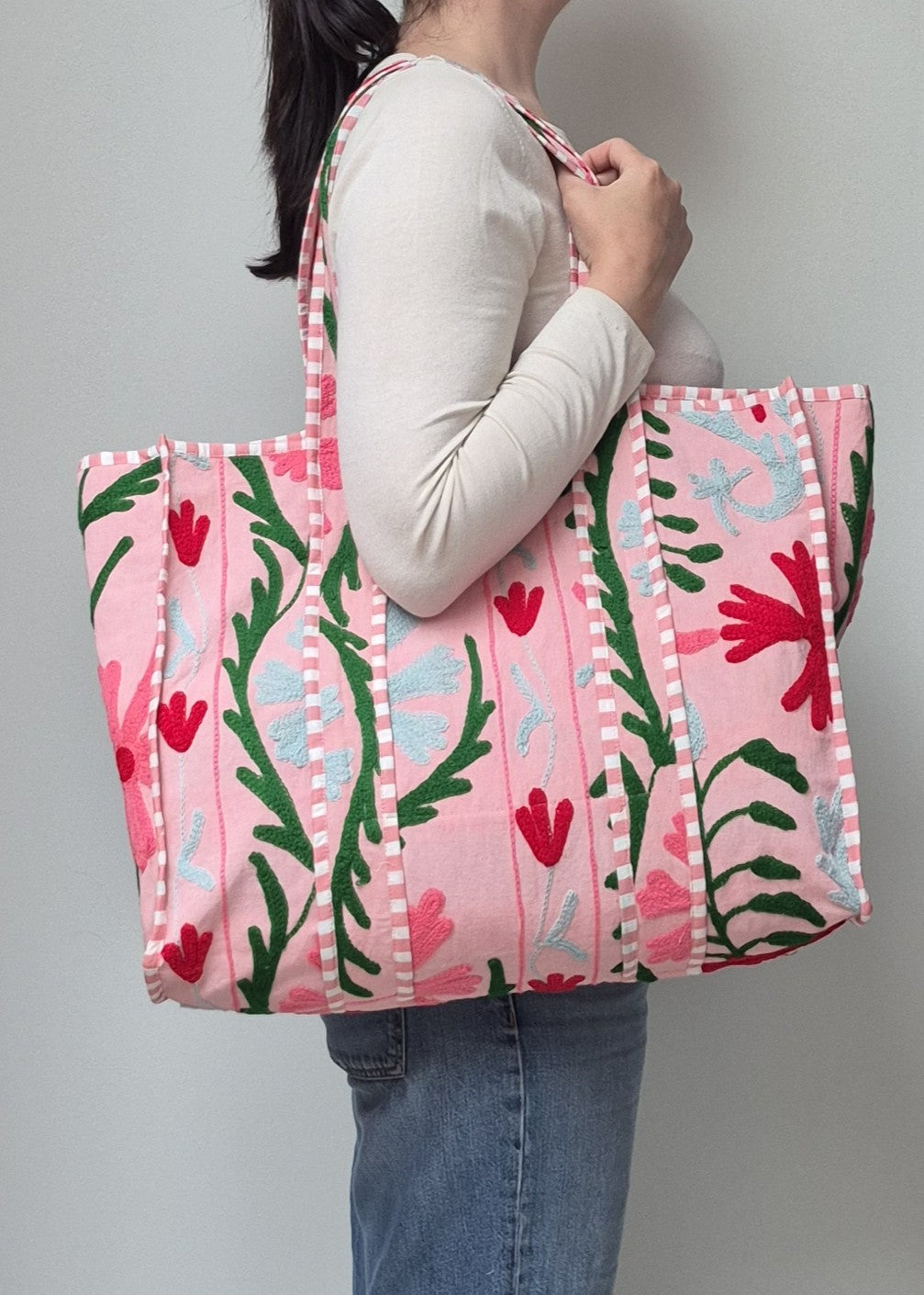 Suzani tote bag - Rose Mist