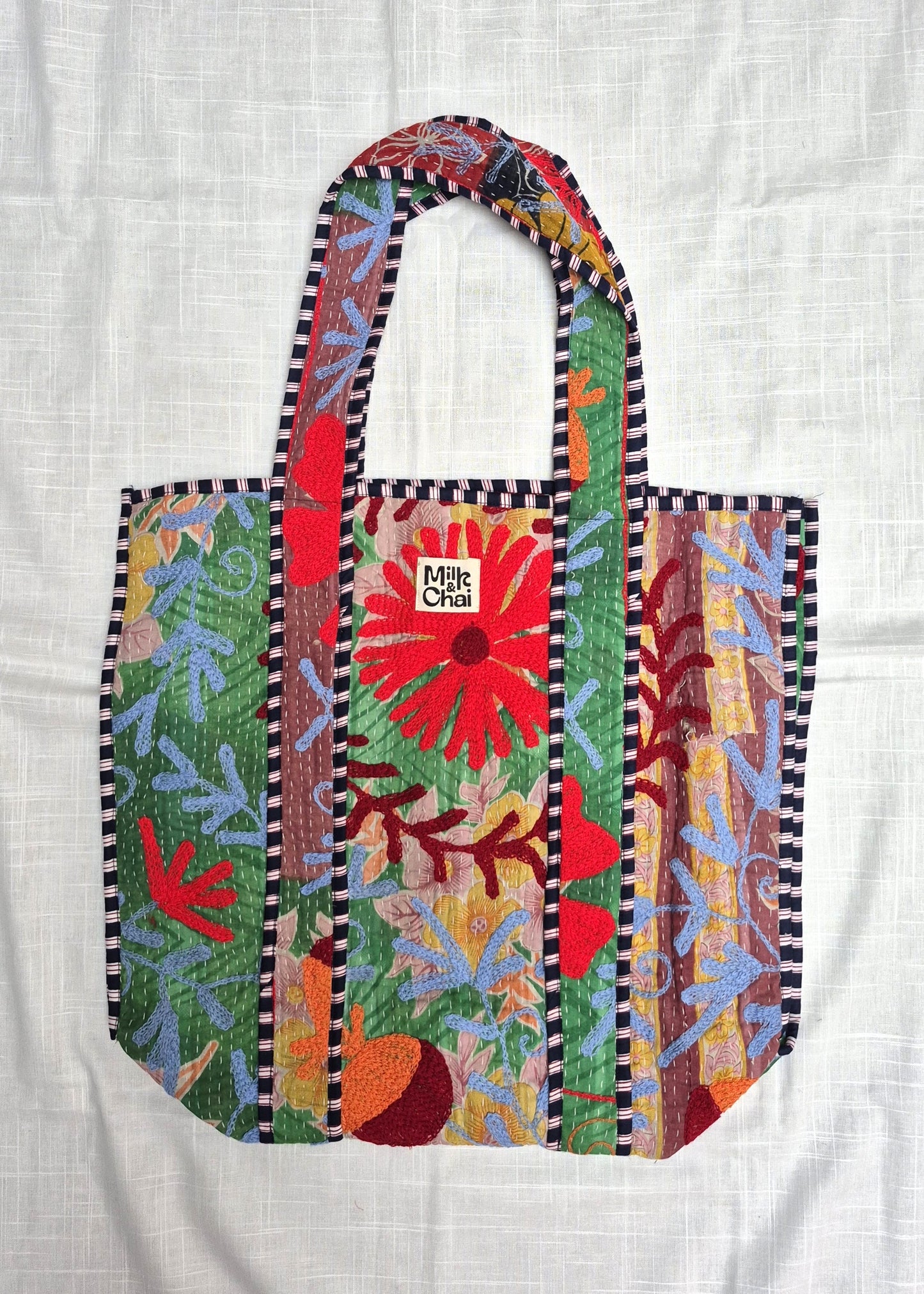 Vintage kantha tote bag met suzani borduursel # 25