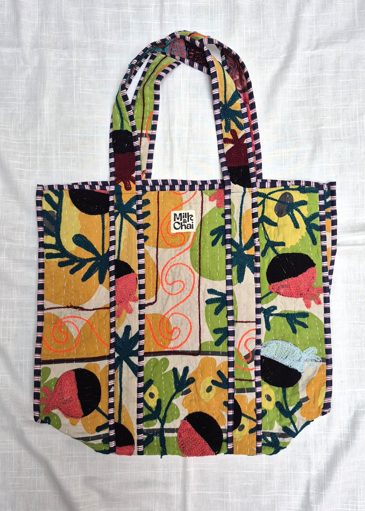 Vintage kantha tote bag met suzani borduursel # 23