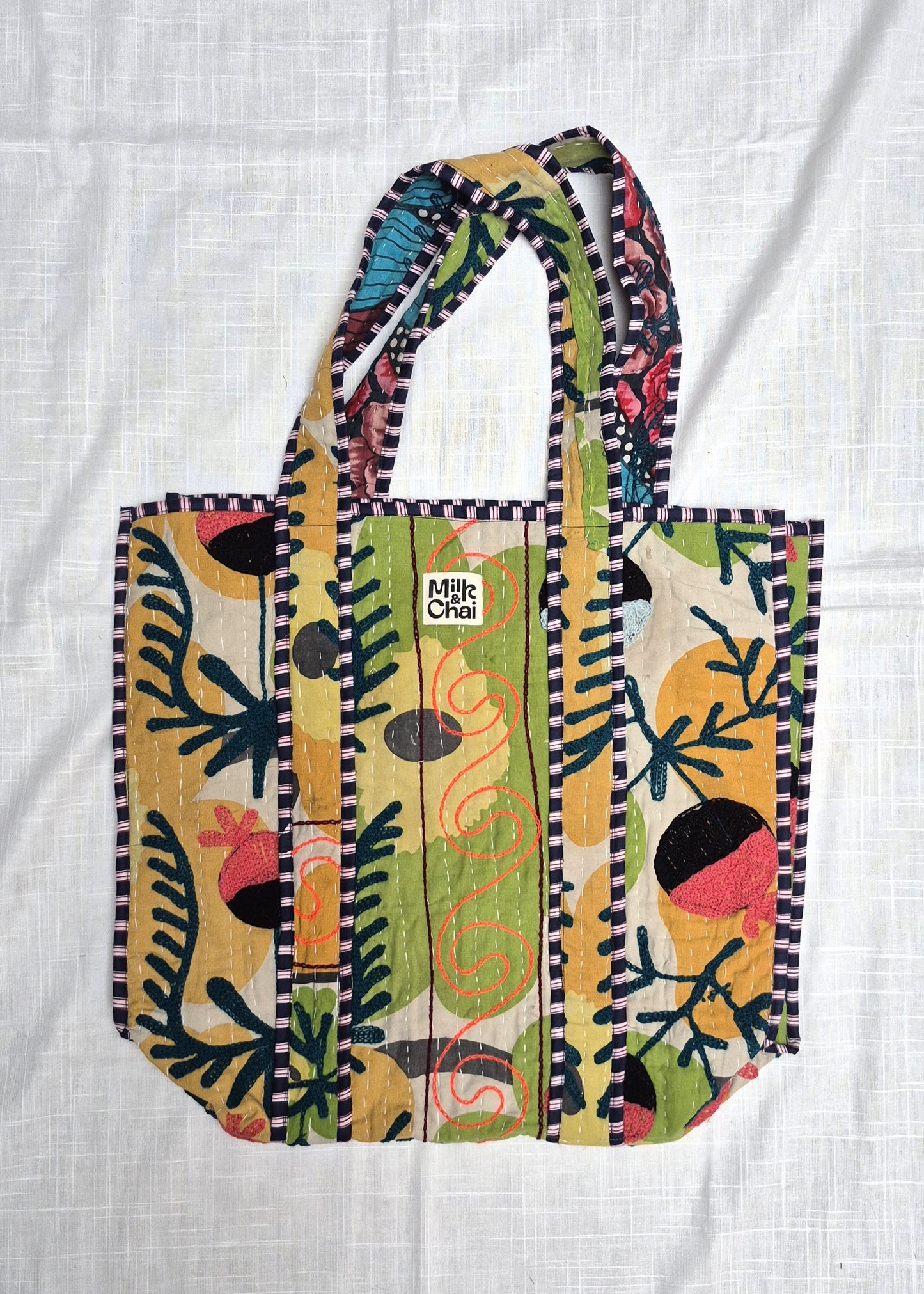 Vintage kantha tote bag met suzani borduursel # 22
