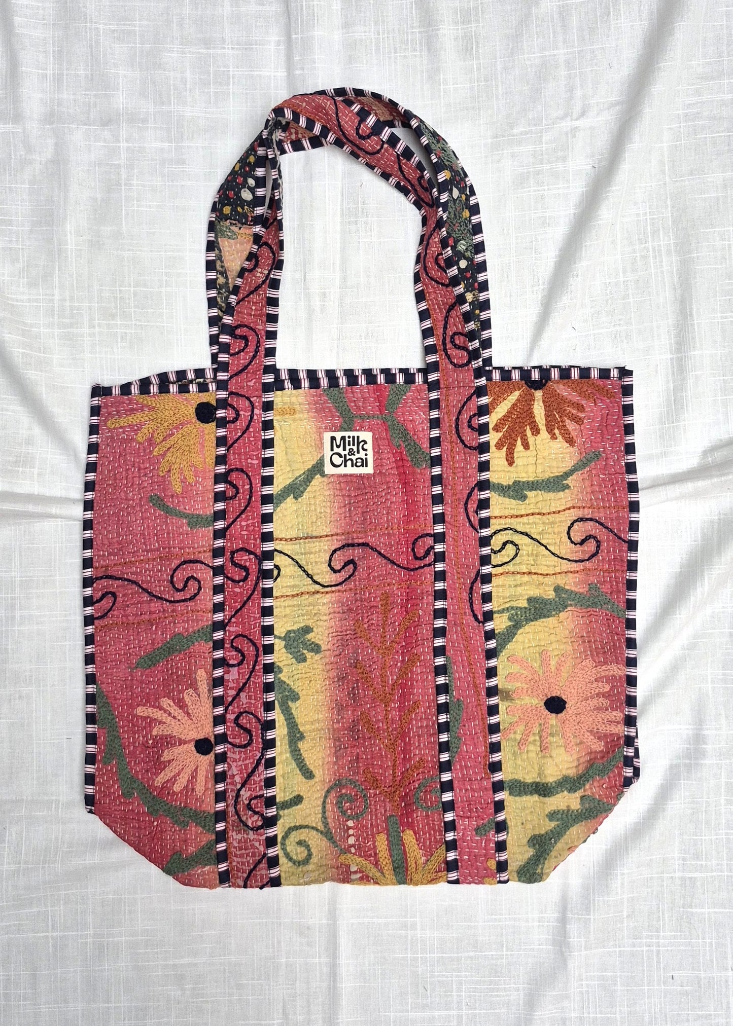 Vintage kantha tote bag met suzani borduursel # 20