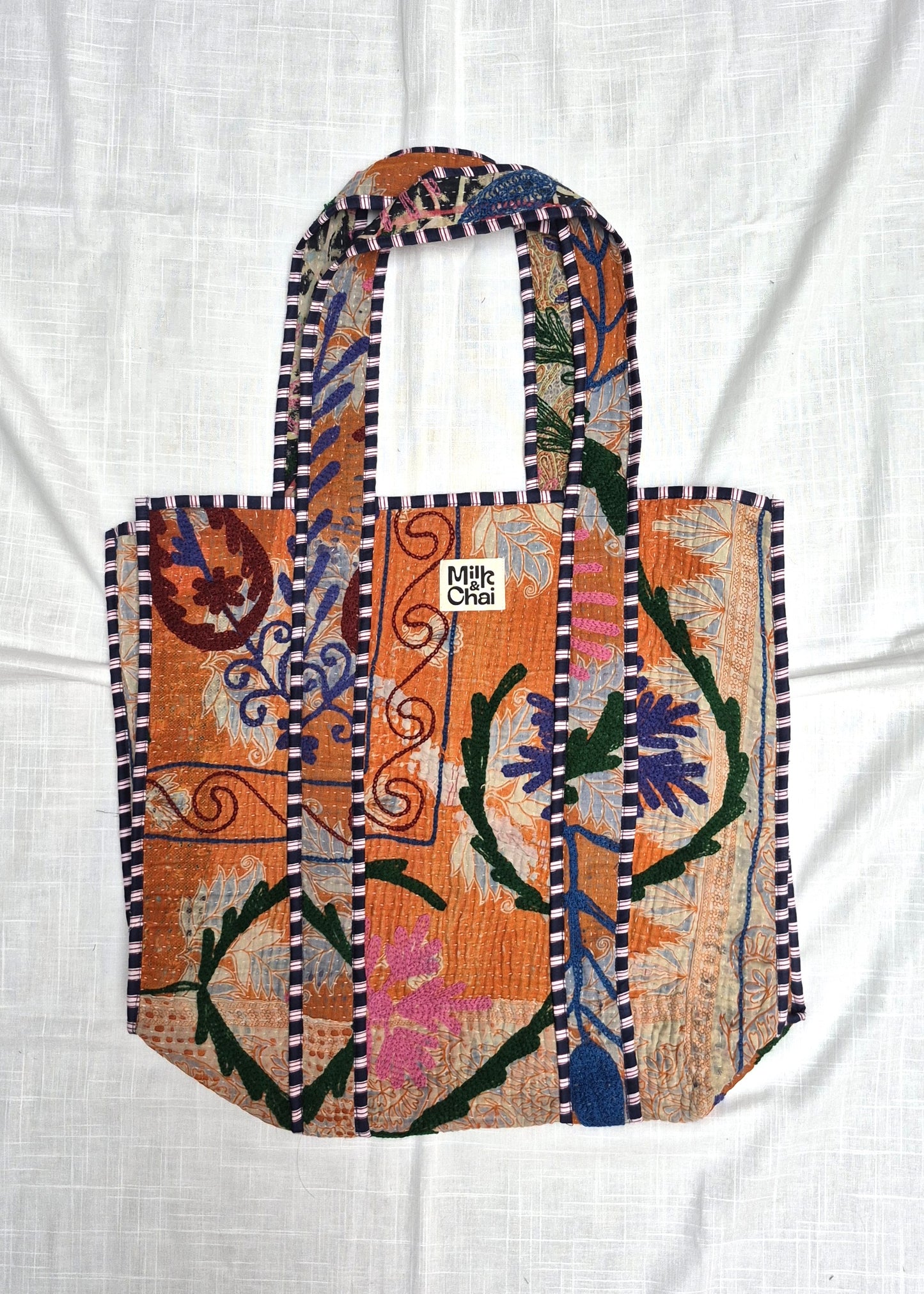 Vintage kantha tote bag met suzani borduursel # 18