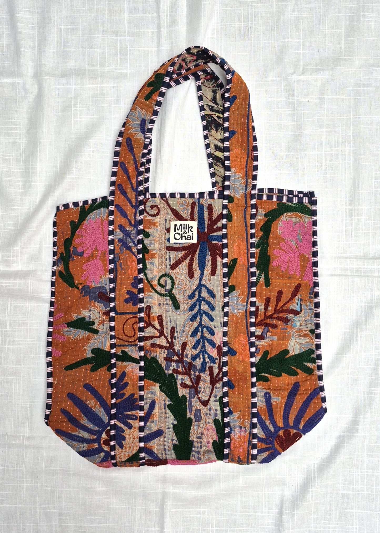 Vintage kantha tote bag met suzani borduursel # 17