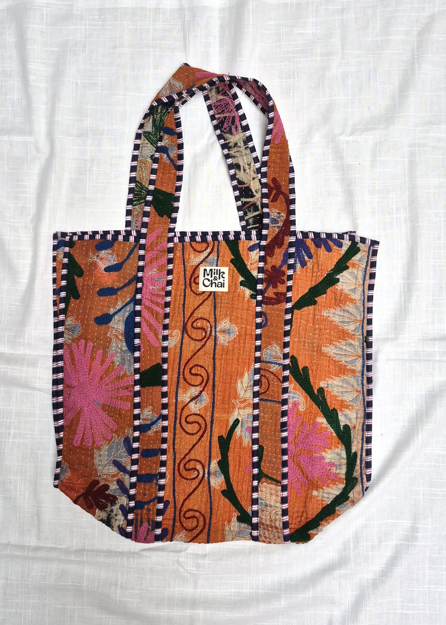 Vintage kantha tote bag met suzani borduursel # 16