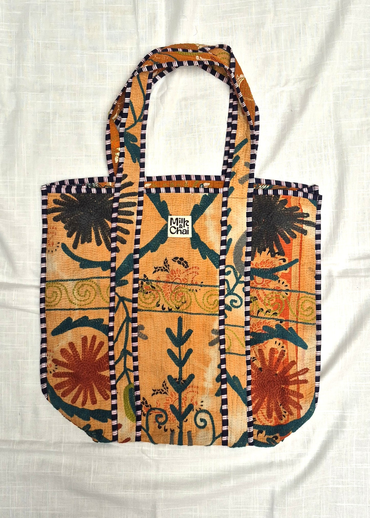 Vintage kantha tote bag met suzani borduursel # 15