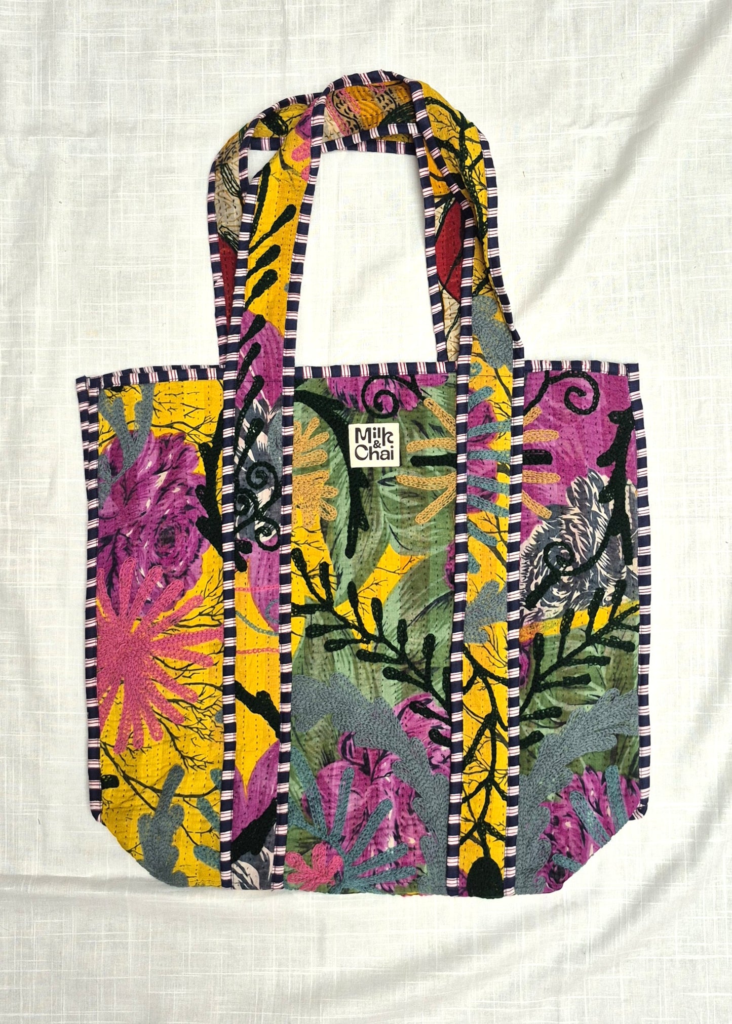 Vintage kantha tote bag met suzani borduursel # 11
