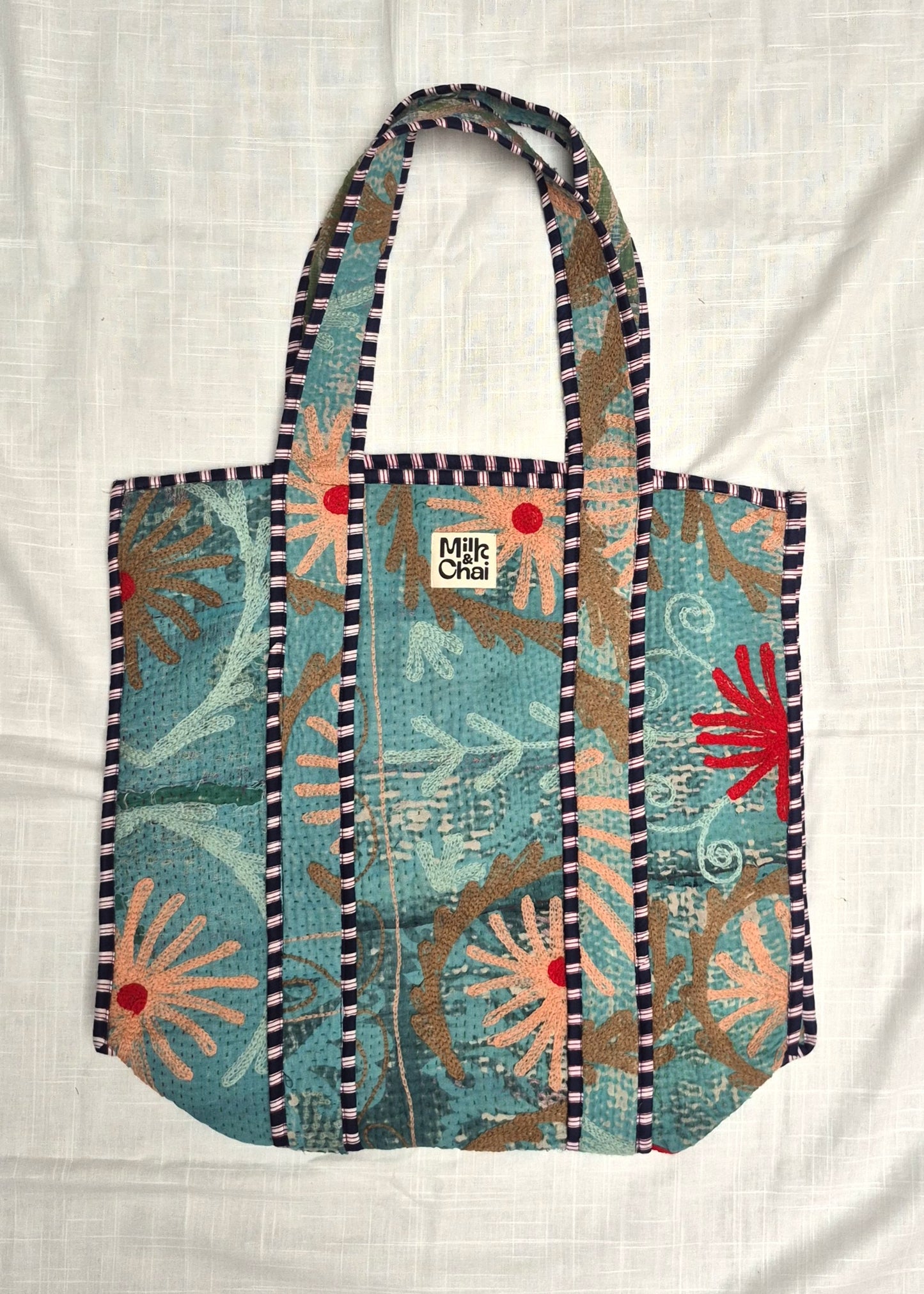 Vintage kantha tote bag met suzani borduursel # 8