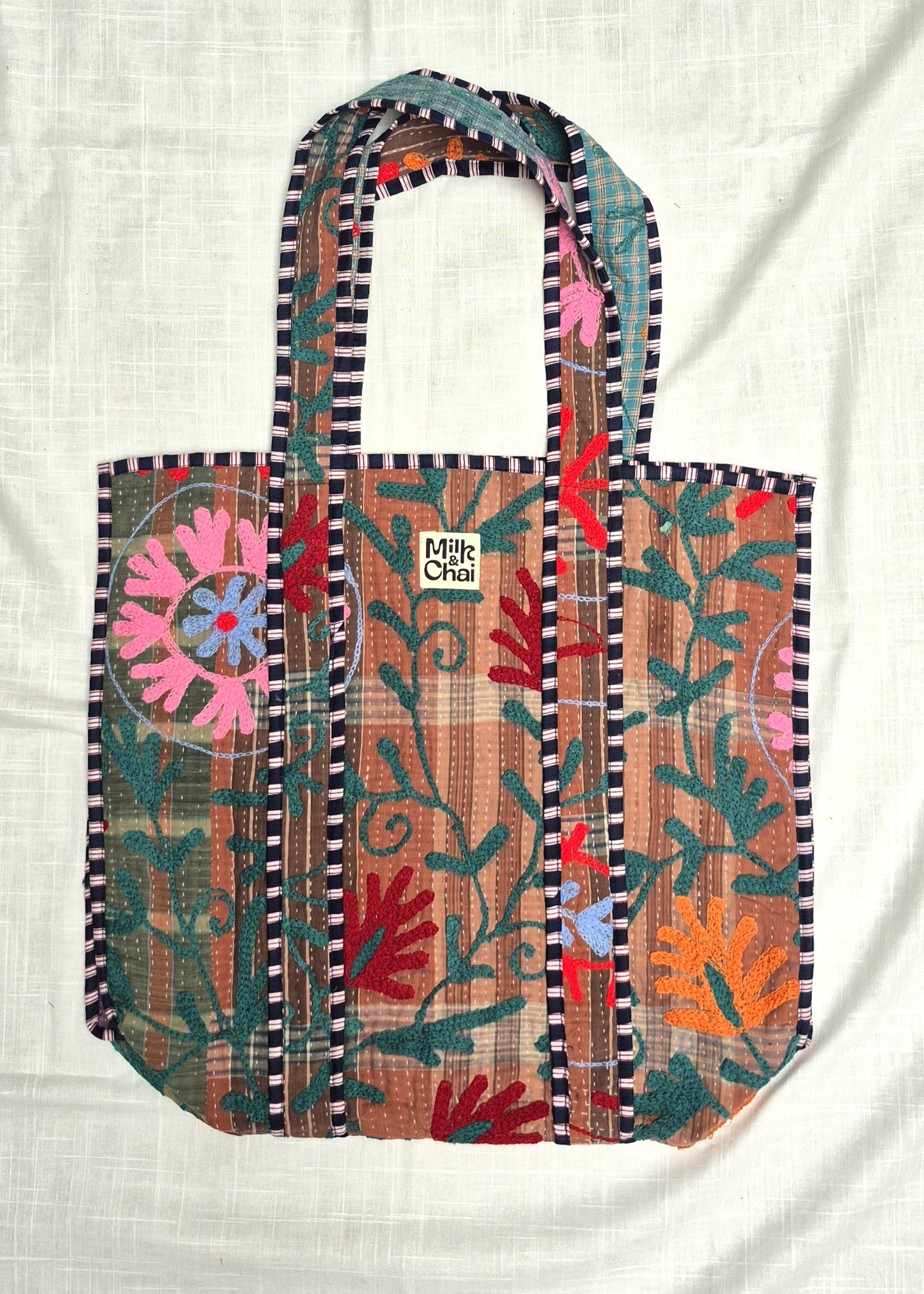 Vintage kantha tote bag met suzani borduursel # 6