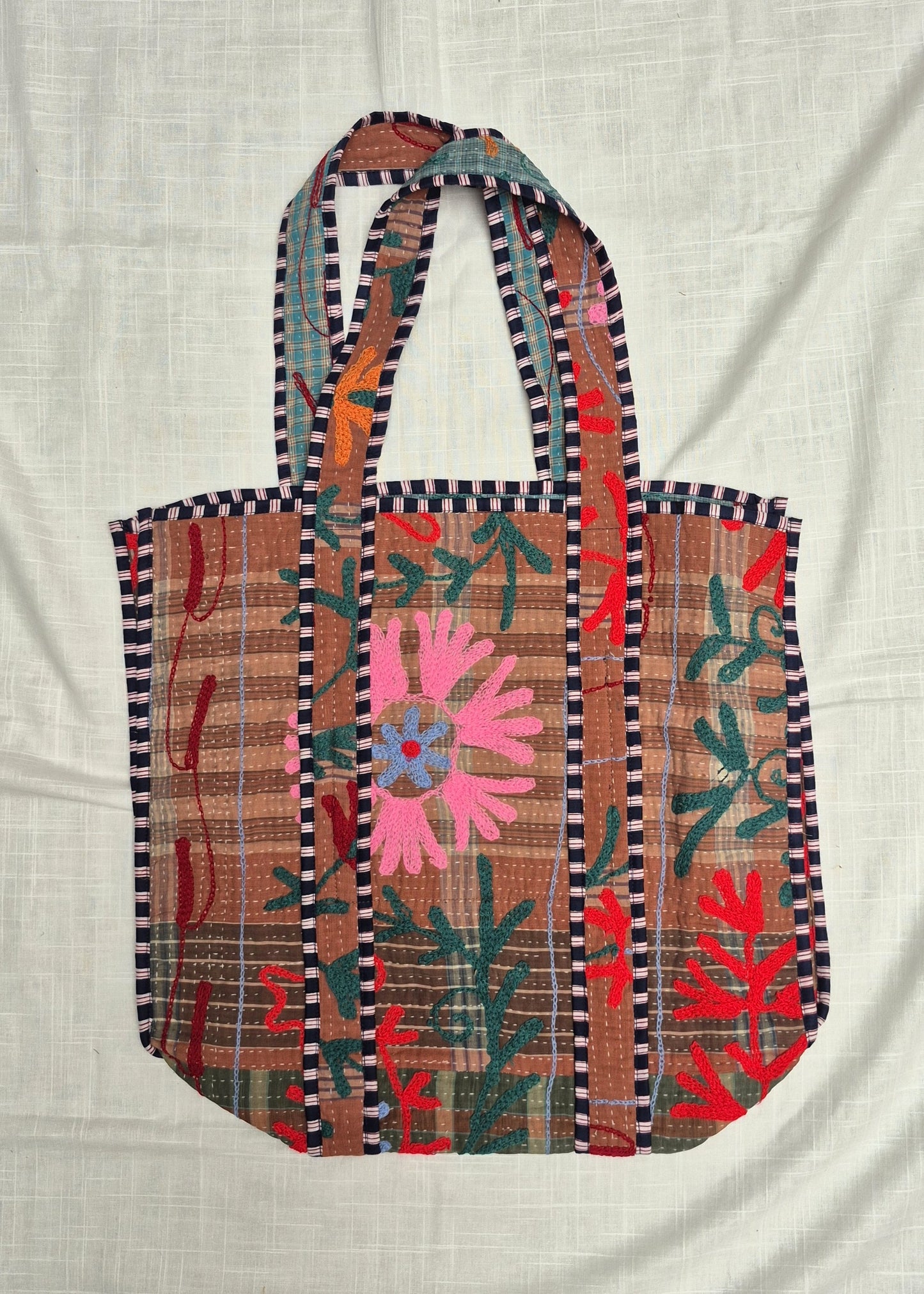 Vintage kantha tote bag met suzani borduursel # 5