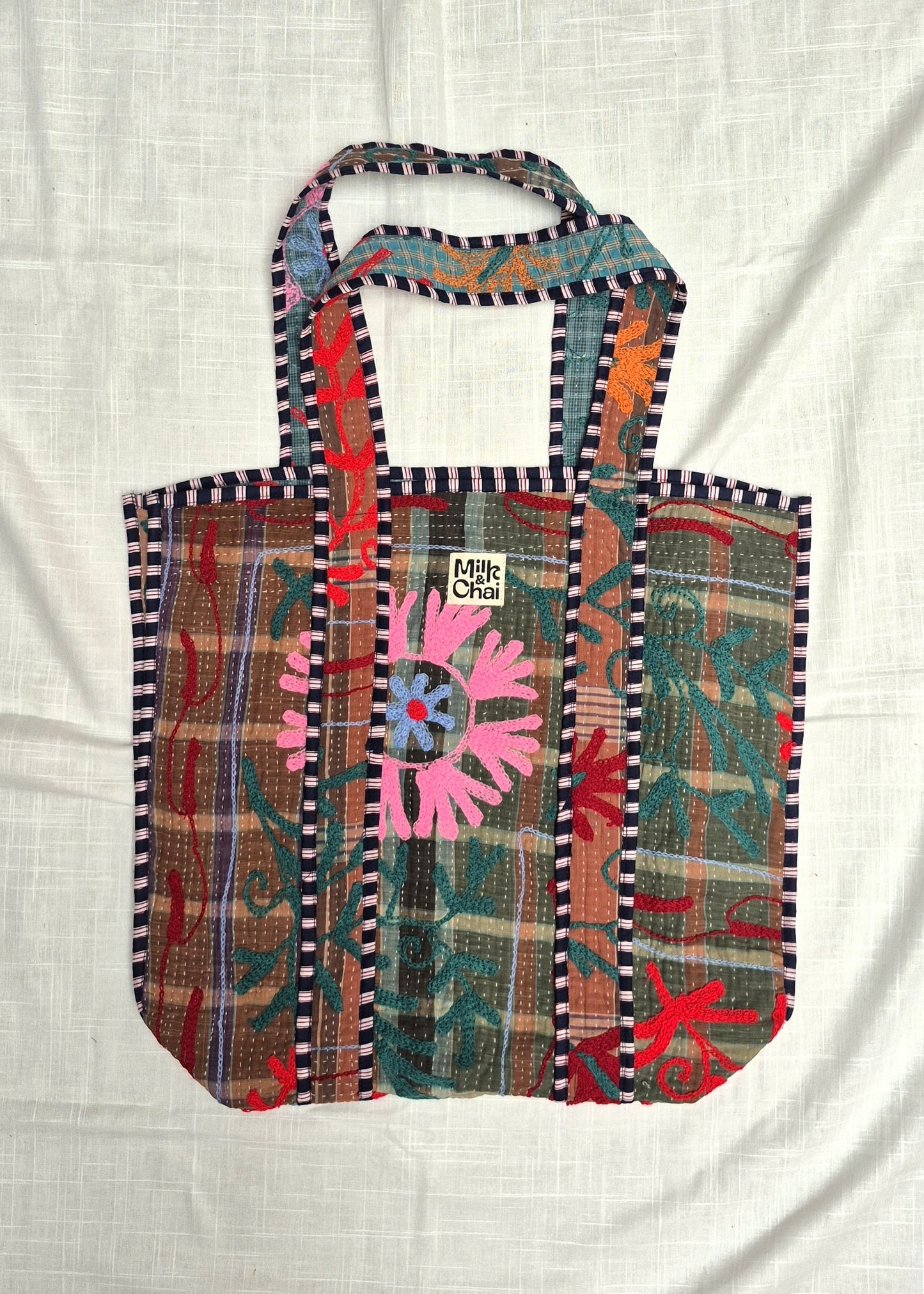 Vintage kantha tote bag met suzani borduursel # 4