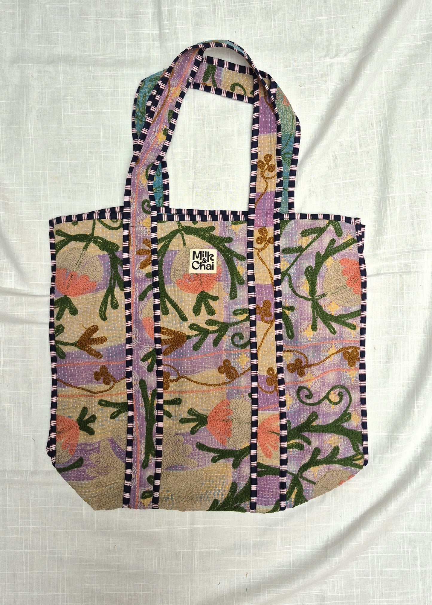 Vintage kantha tote bag met suzani borduursel # 3