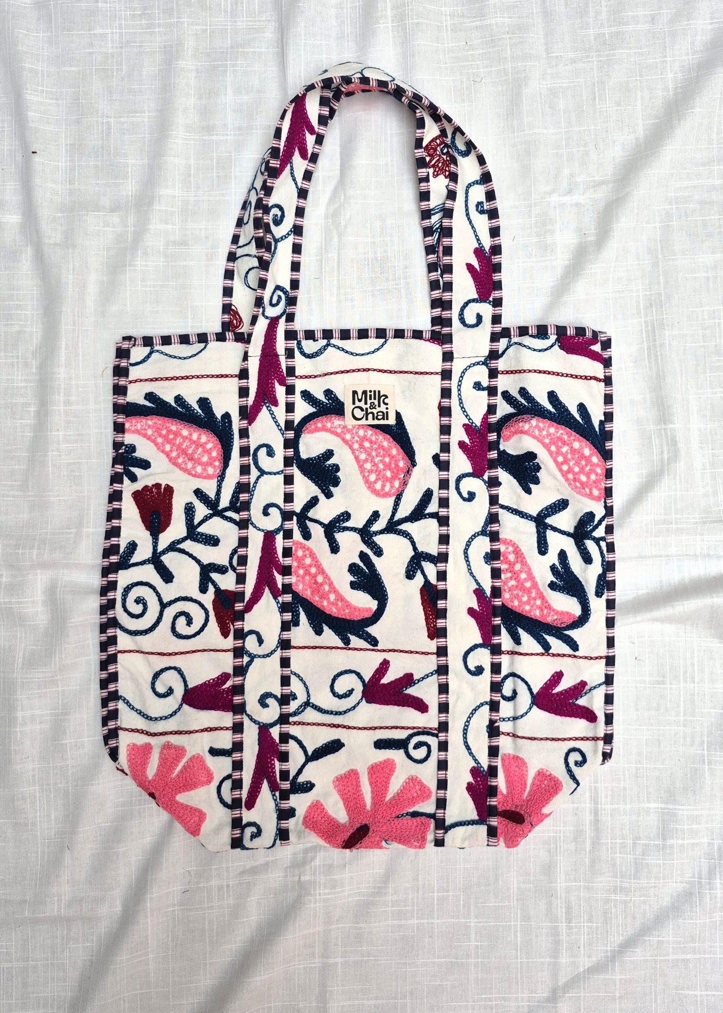 Suzani tote bag - Raspberry